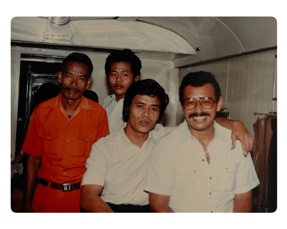 Archival picture from the artist's personal archive, showing a group of men © Sander Coers