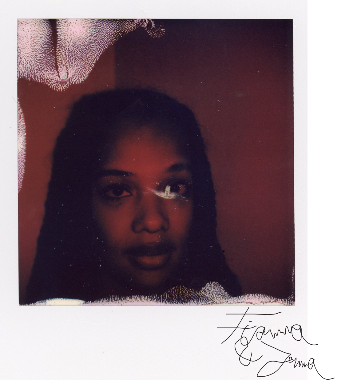Polaroid red portrait of woman