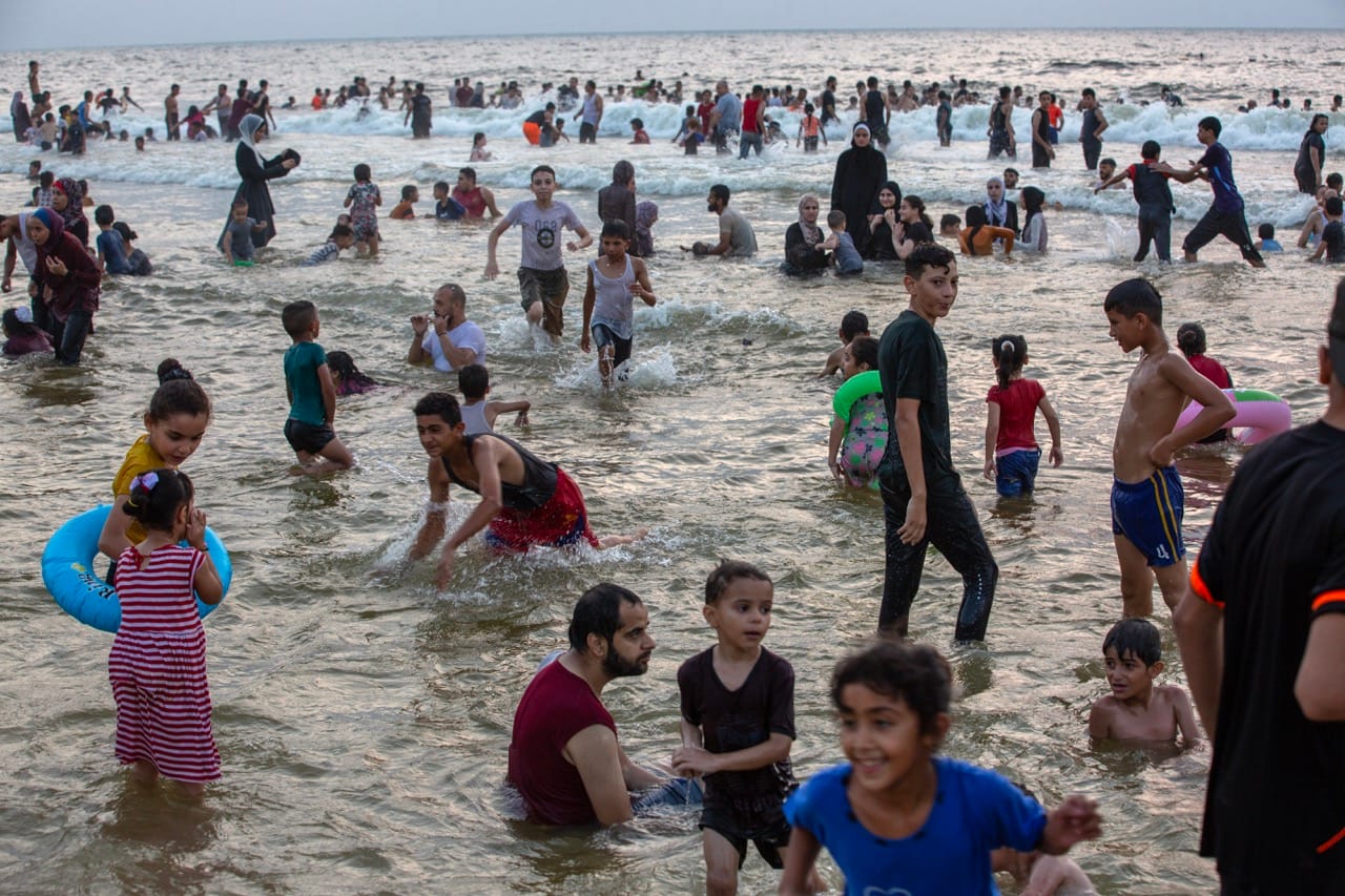 People on a beach in Gaza