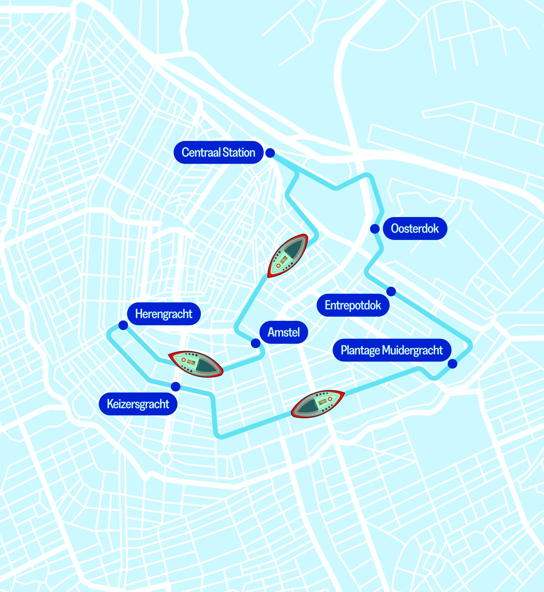 map of city with boat route