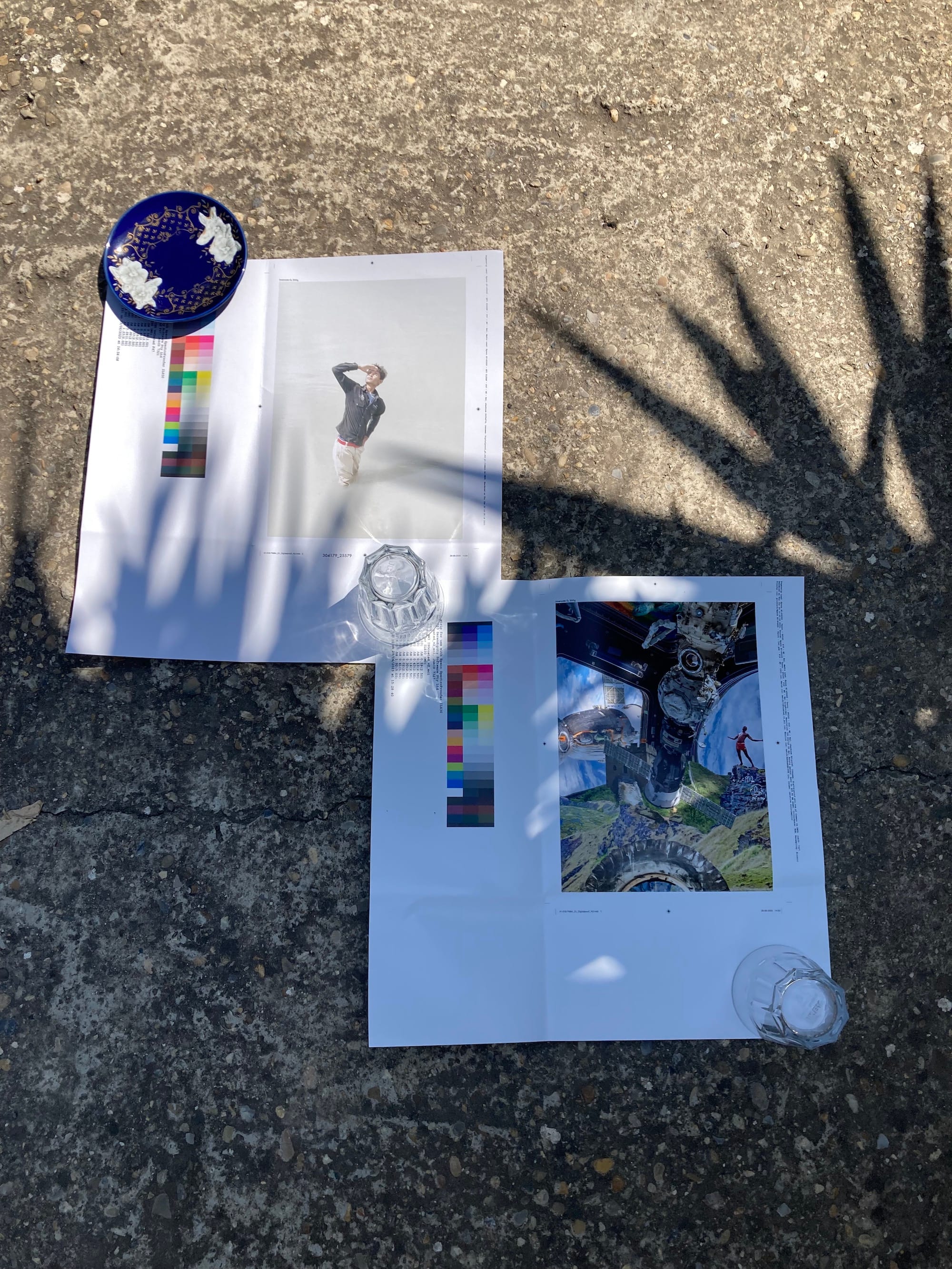 Photo of two test prints of the cover of Foam Magazine #64: EXTREMES
