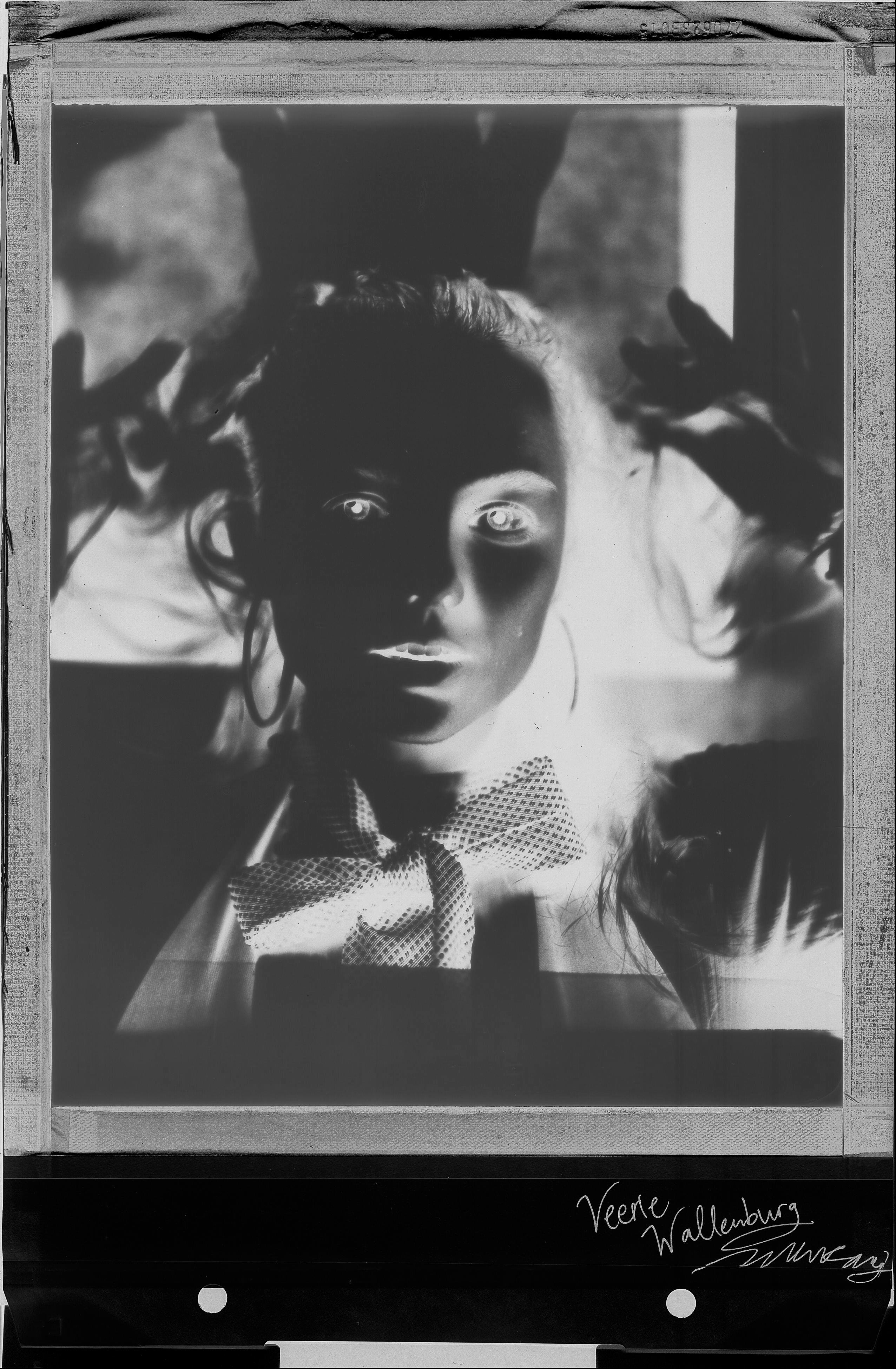 Polaroid portrait woman BW