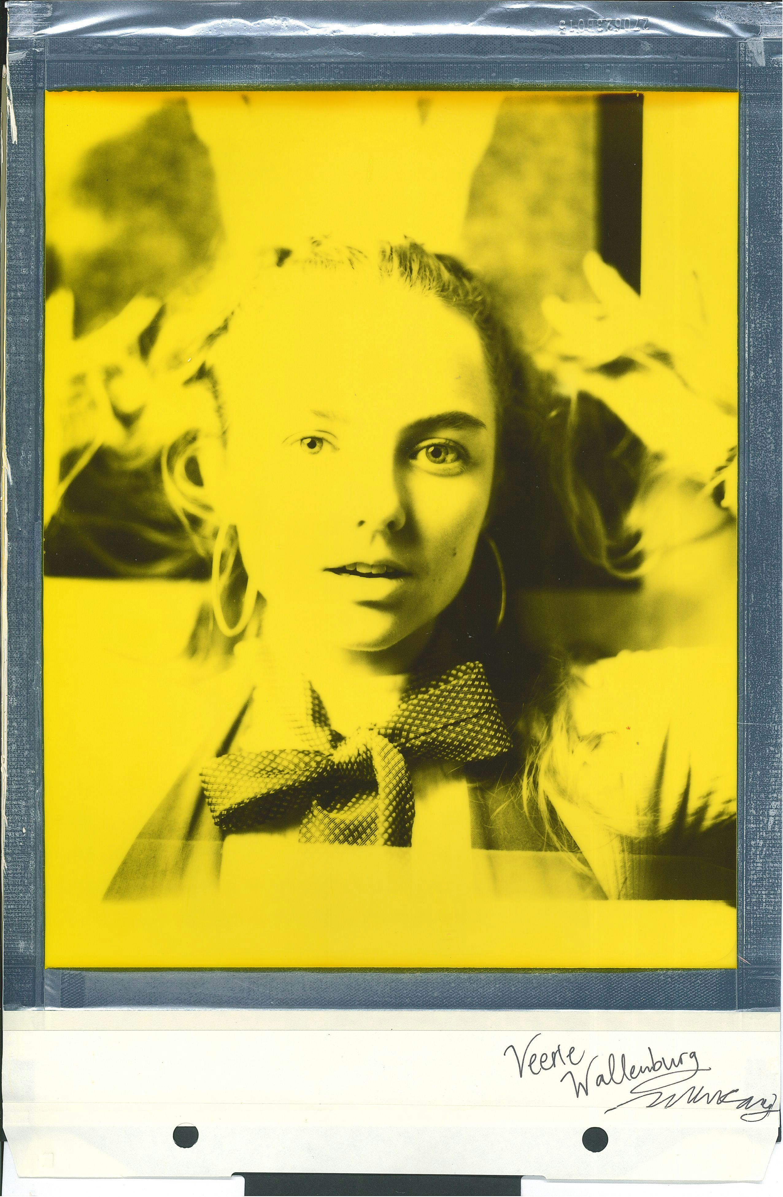 Polaroid portrait woman yellow