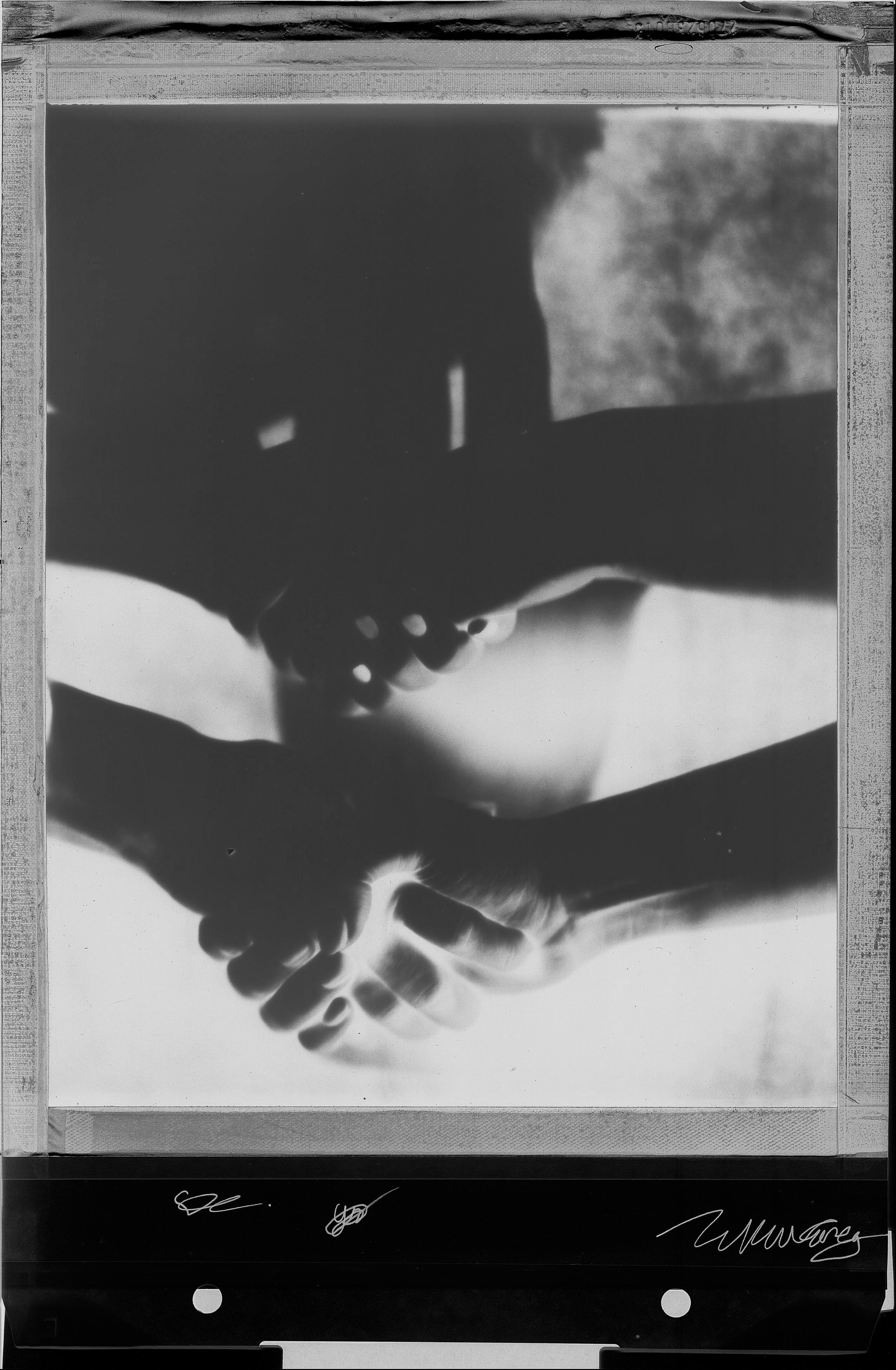 Polaroid handshake BW