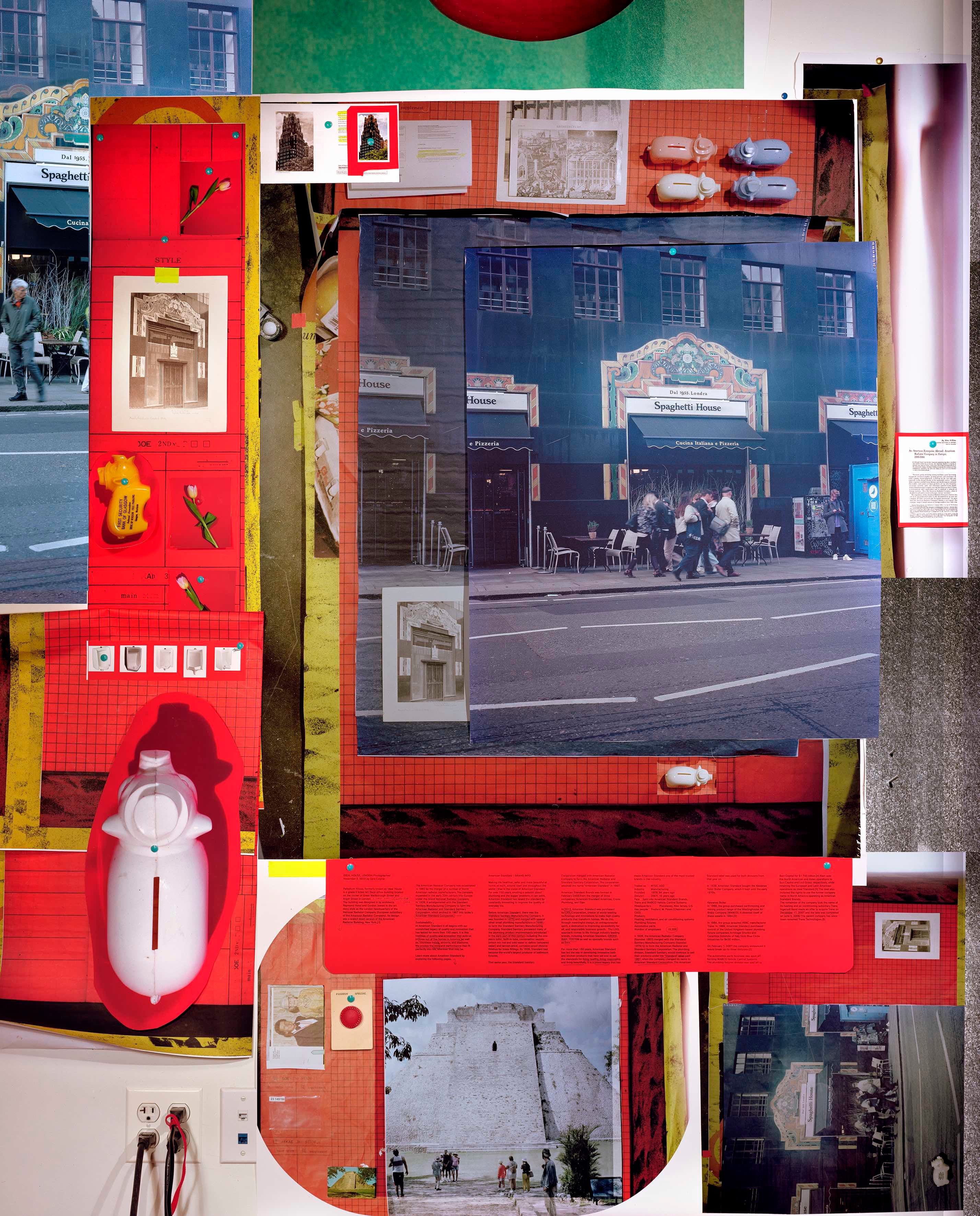 A colourful collage made of photos of various architectural structures.