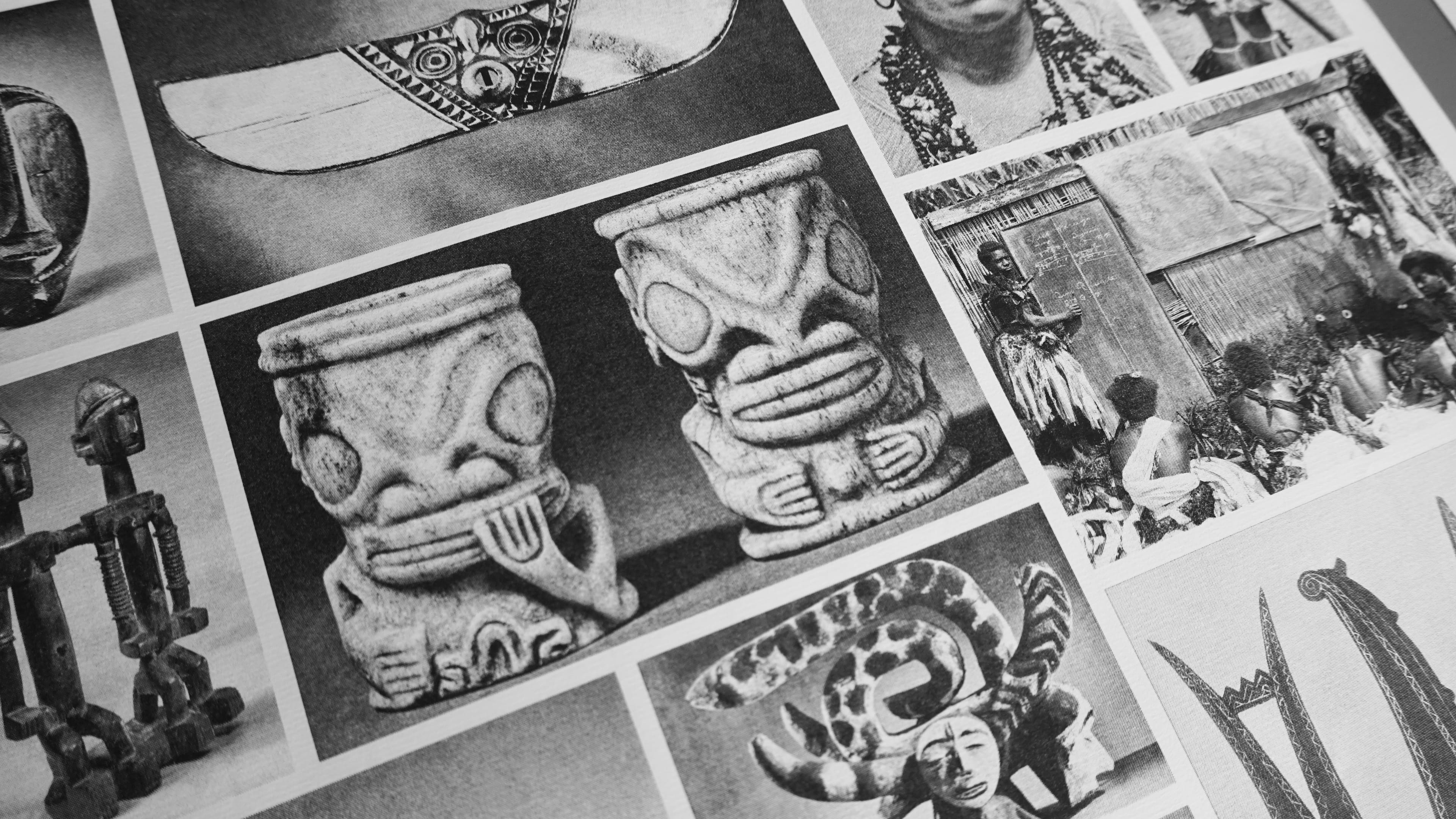 Collage of archived work. Black and white