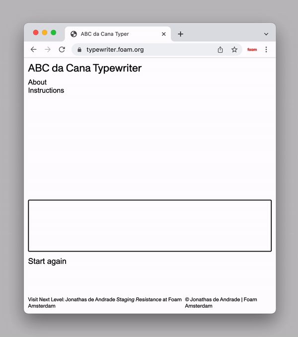 Play with the ABC da Cana Typewriter - Jonathas de Andrade