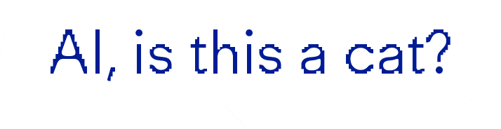 Graphic rendering stating 'AI, is this a cat?'