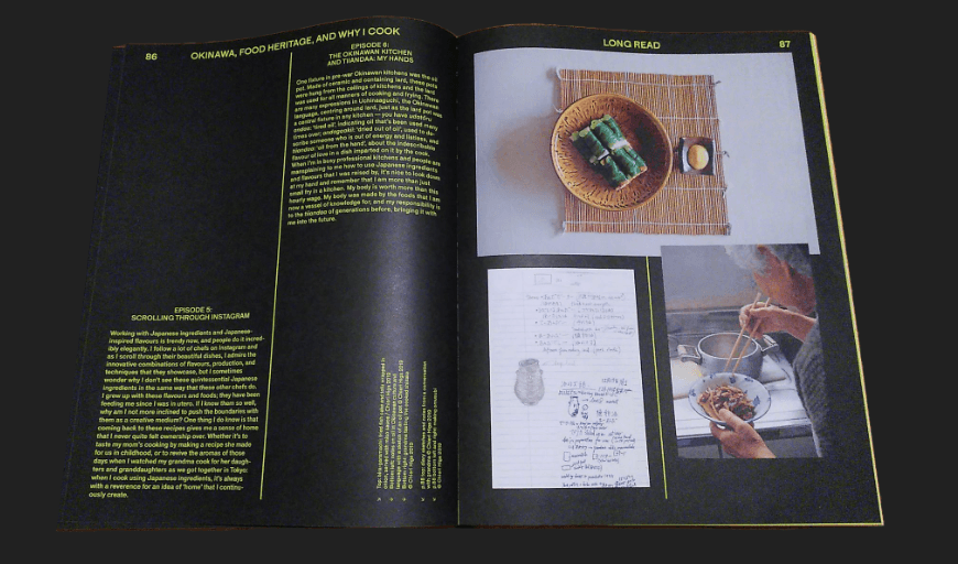 image of magazine with text and food pictures 