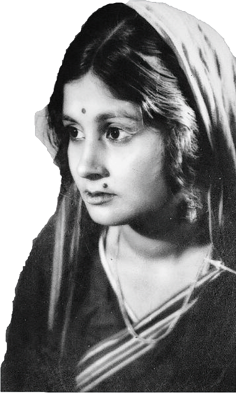 Black and white (reversed) image of a woman. © Akshay Mahajan