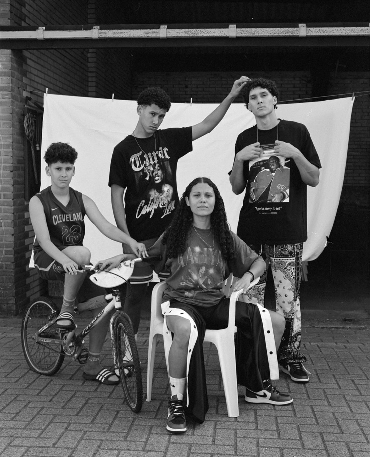 Black and white image of group of teenagers by photographer Farren Wyk
