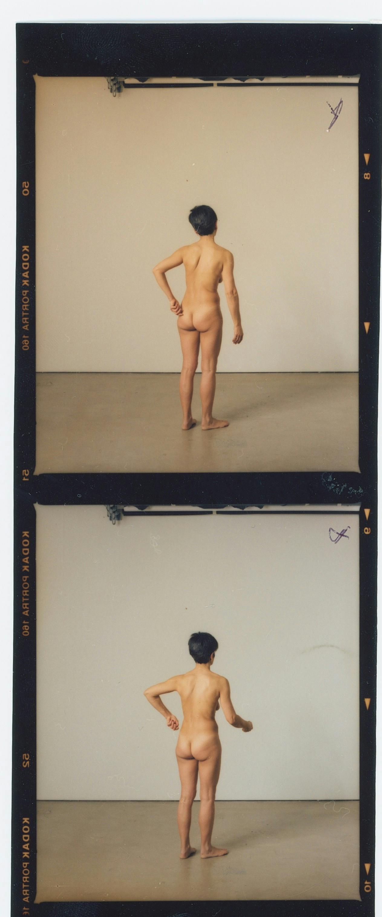 Contact sheet showing two images of the artist's mother's back, posing nude. © Eleonora Agostini