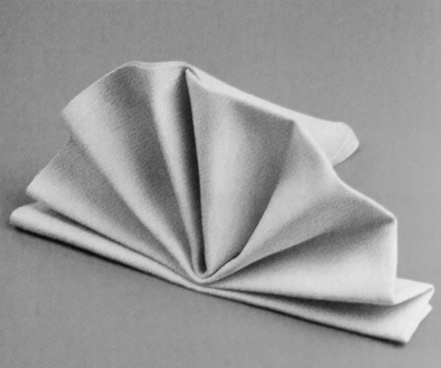 Black and white image of a folded napkin. © Eleonora Agostini