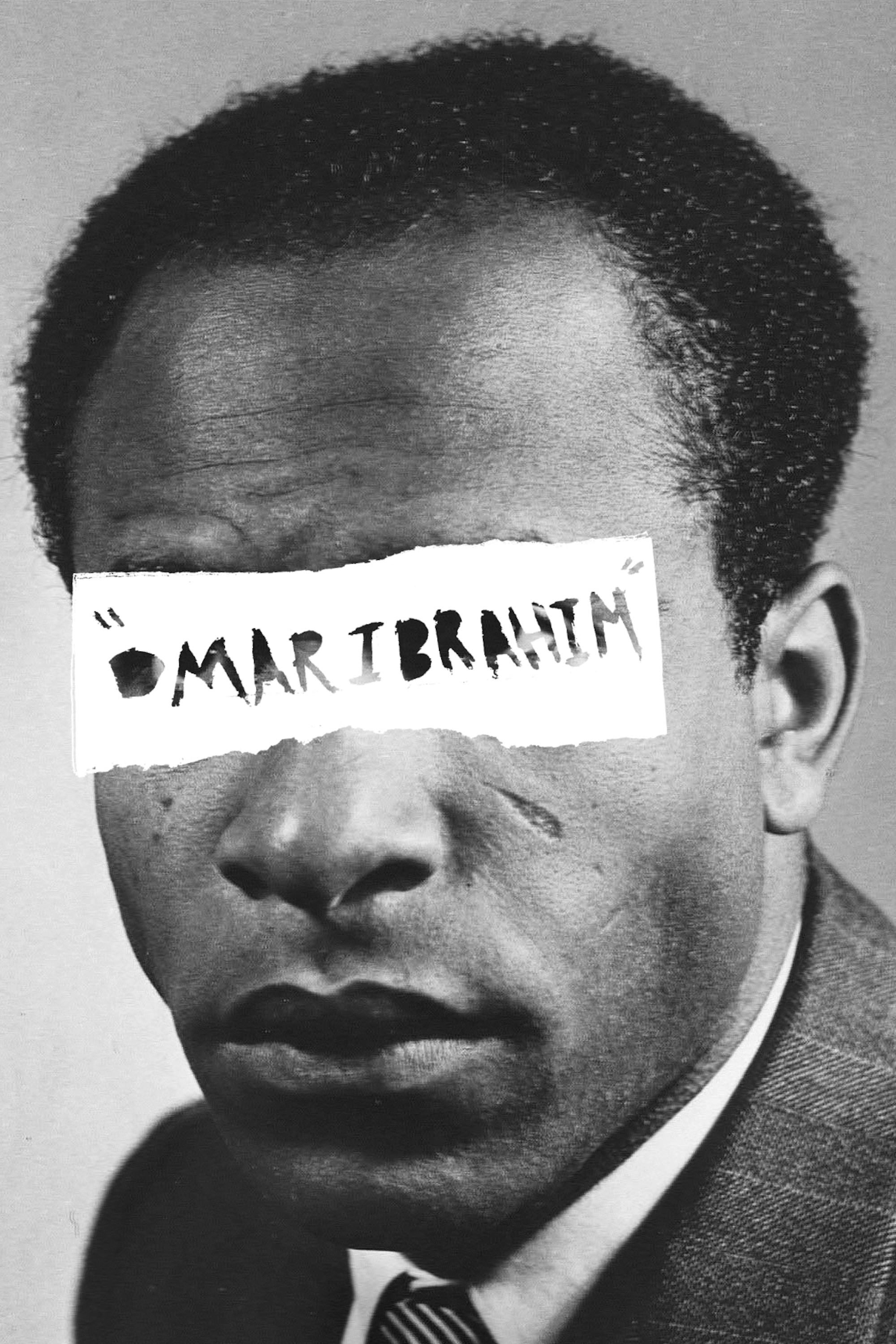 Archival Portrait of Frantz Fanon, with his adopted name (Omar Ibrahim) written over his eyes. © Issam Larkat