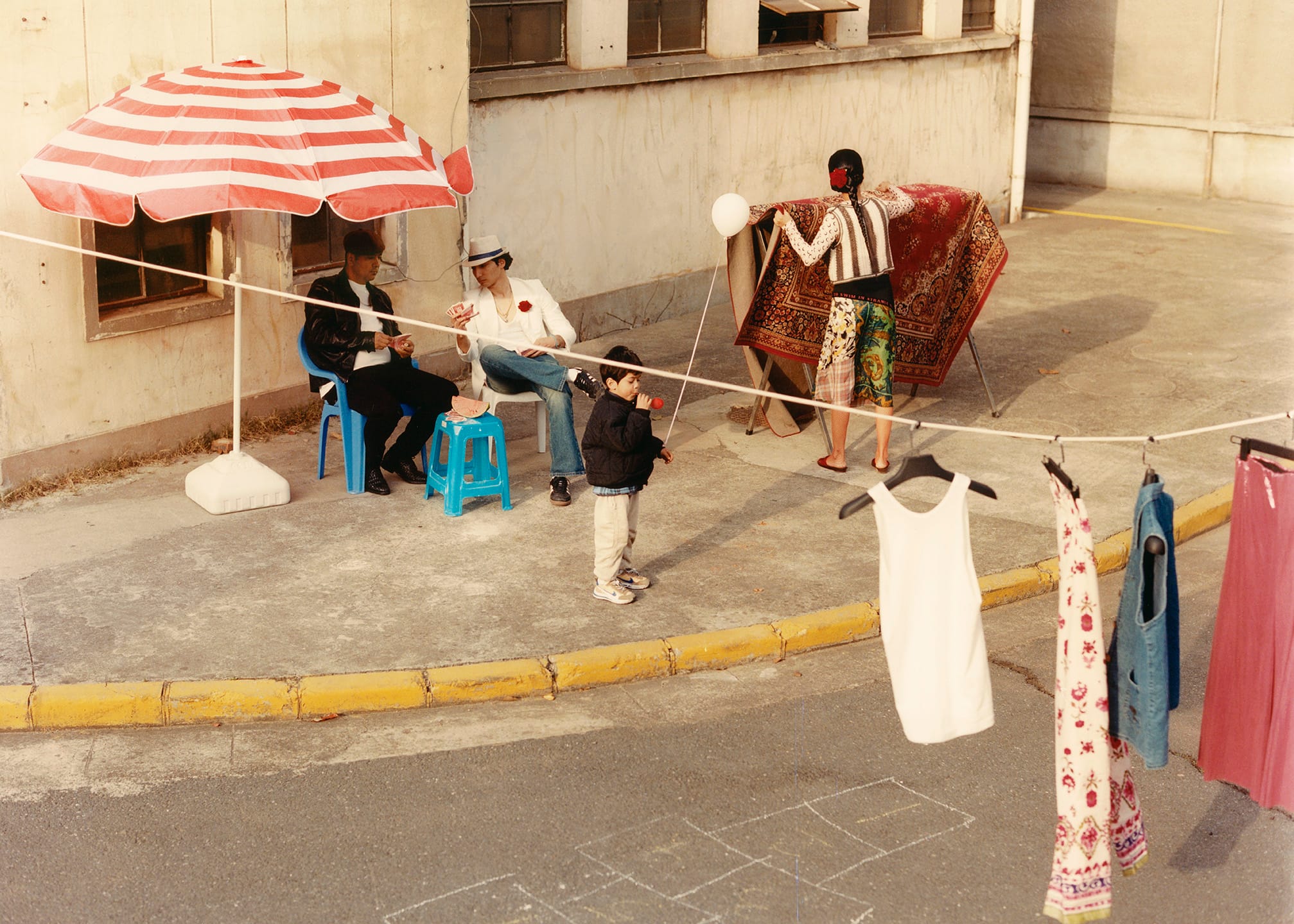 People sitting at the street
