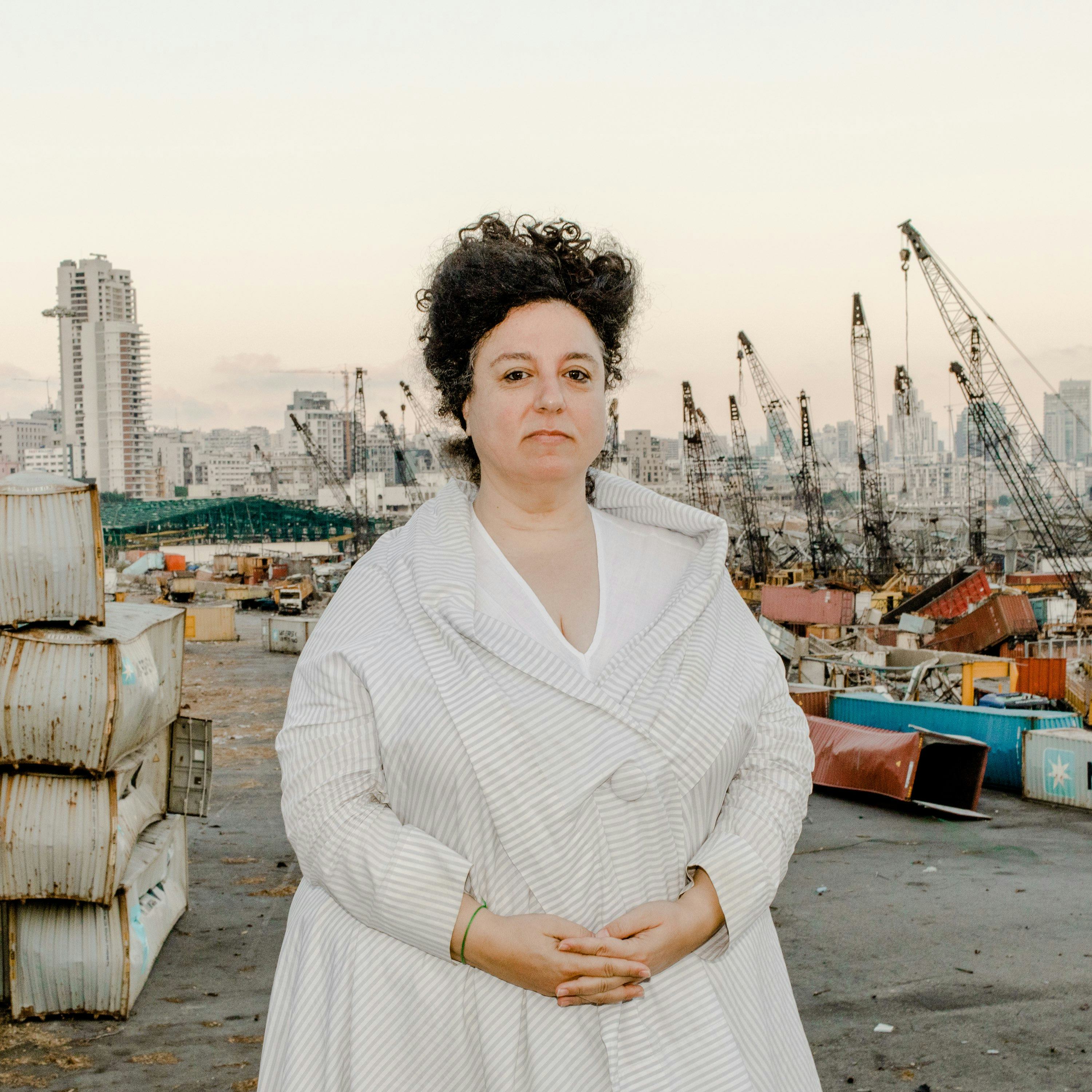 Portrait of a lady in the harbour in Beirut, Lebanon