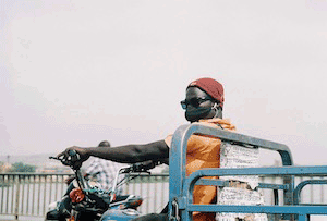 GIF from the series 'Le Grande Voyage - Version Courte': man on motorbike