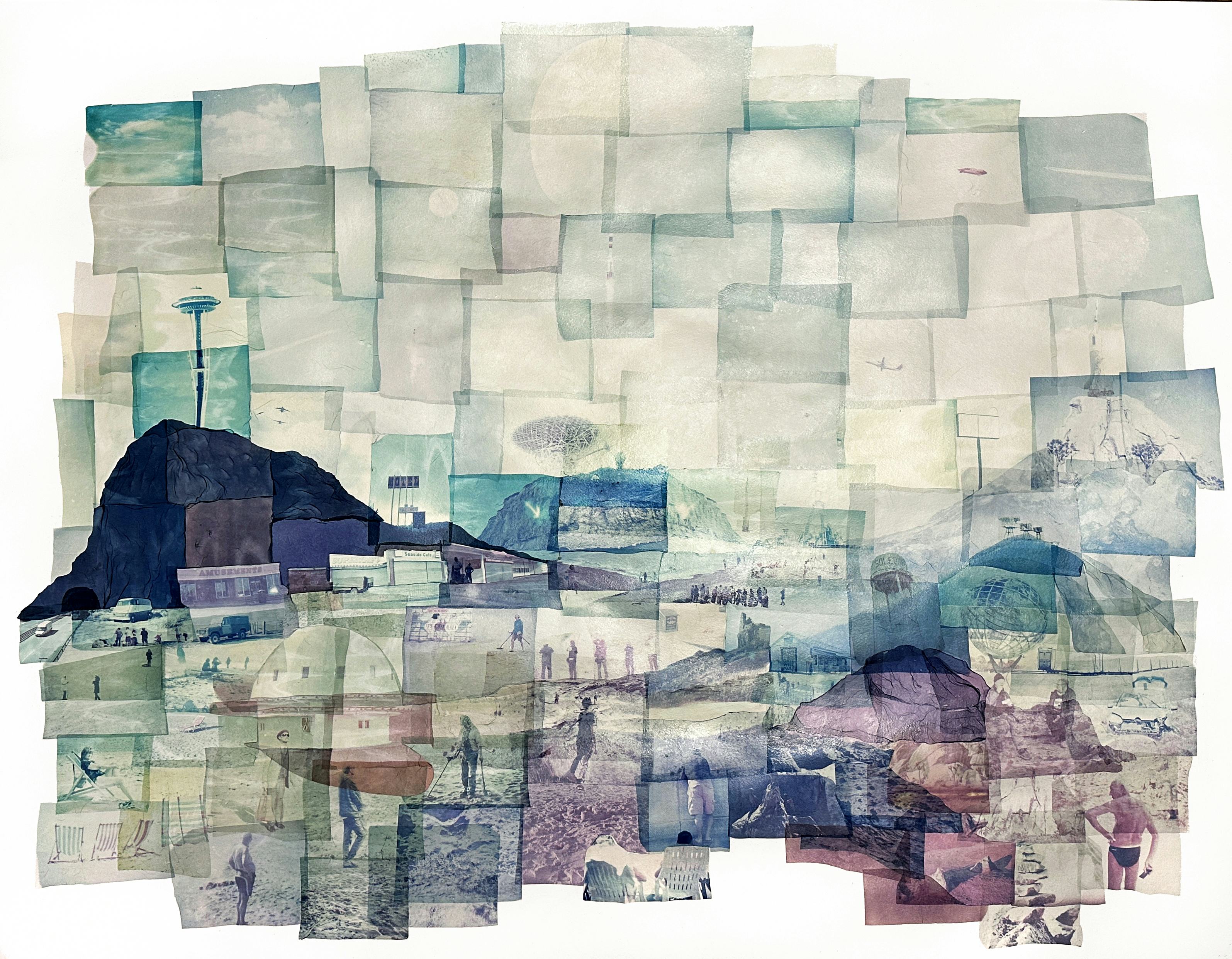 Large-scale Polaroid emulsion lift photomontage’s, creating fantastical locations that span time and geography