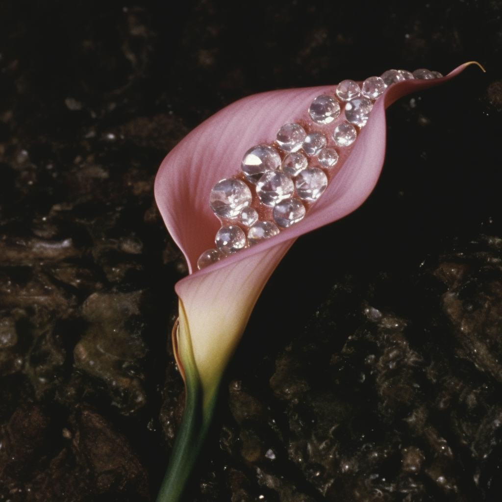Flower with plastic pearls